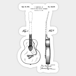 Acoustic Guitar Patent Print 1941 Sticker